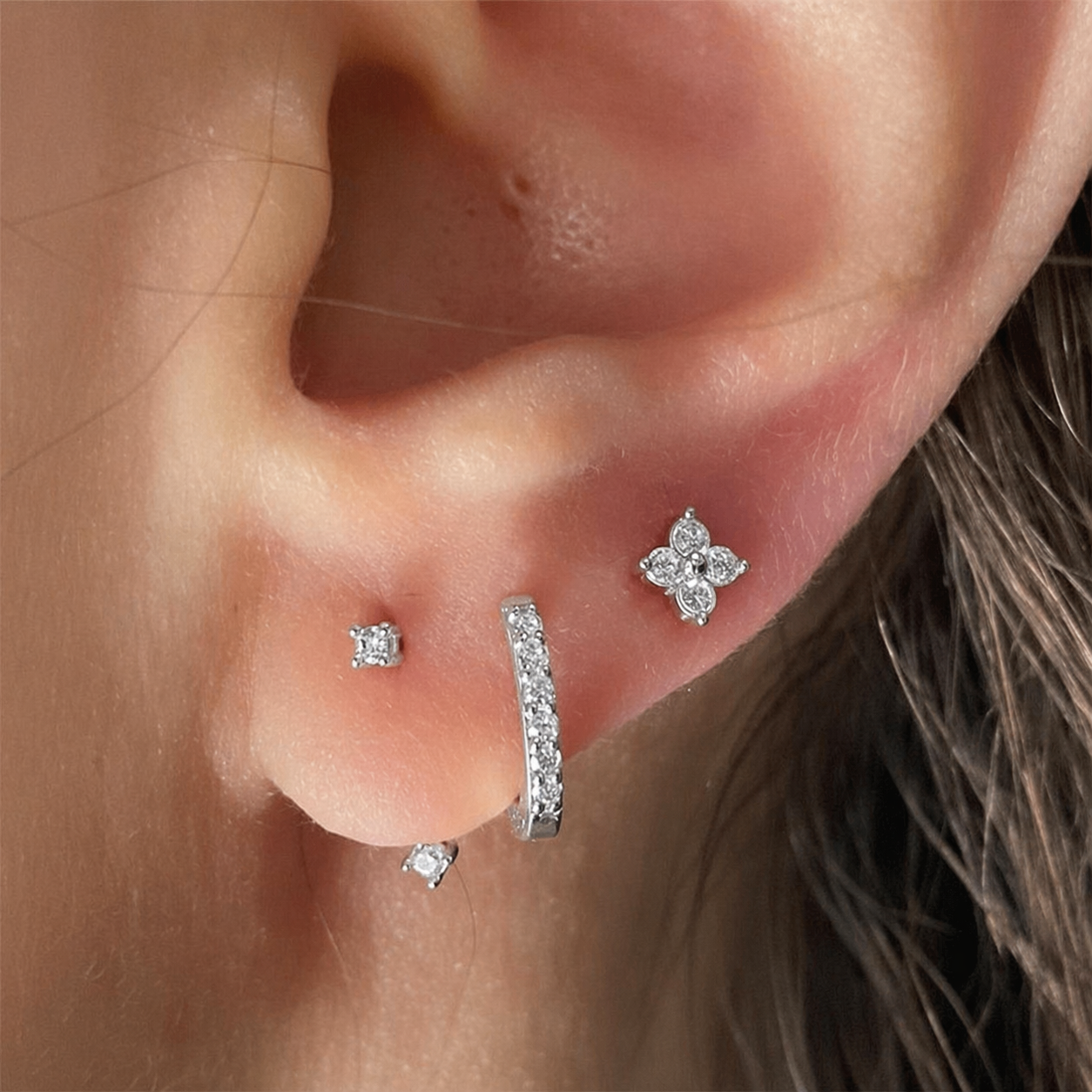 925 Silver Sterling Set of 3 PCS Earrings