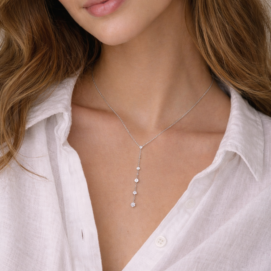 925 Sterling Silver Minimalist Y-shaped  Necklace 18K Gold Plated