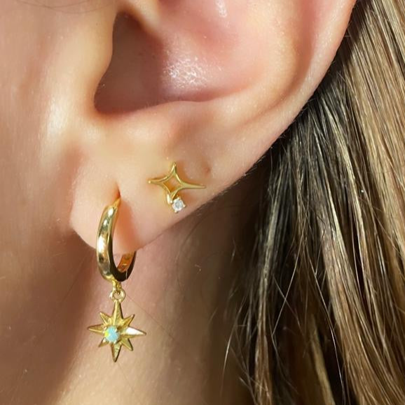 Set of Two 925 Silver ( Star, 4 pointed Star ) earring