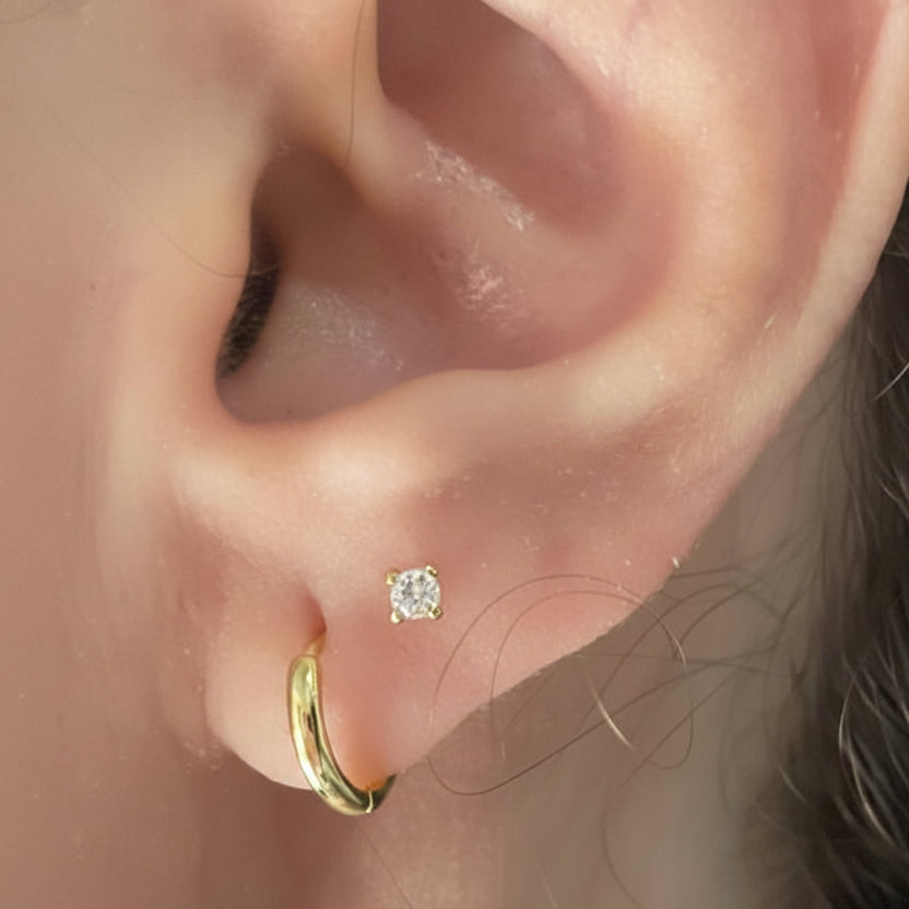 Set Of 2pcs (Hoop,Stud) 925 Sterling silver earring