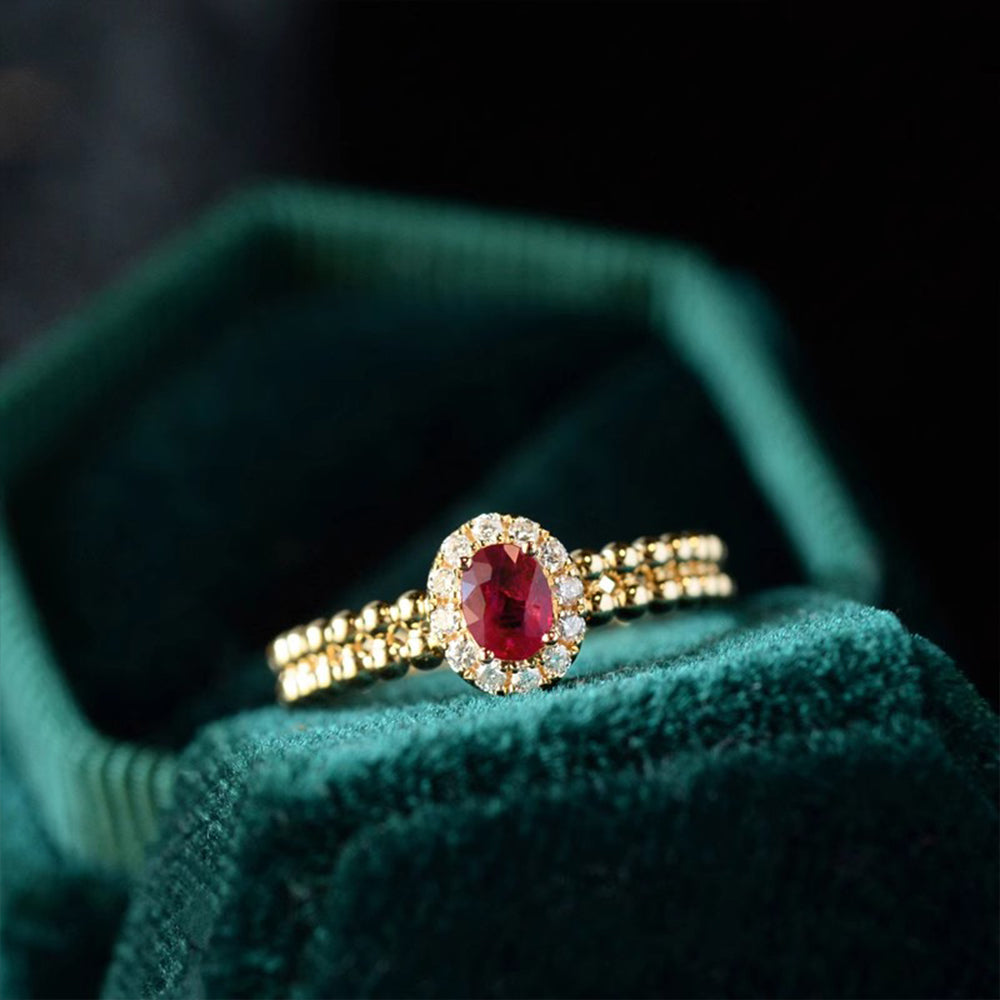 925 Sterling Silver Pomegranate Red Shining Zircon Ring