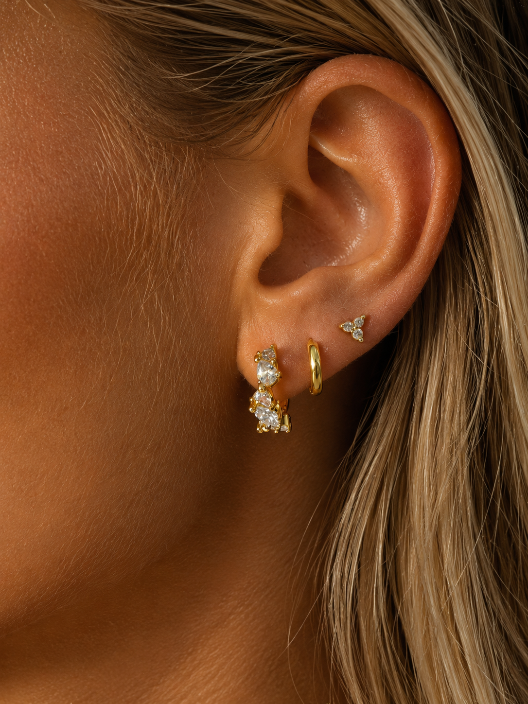 925 sterling silver golden trio sparkle 3 pcs set
