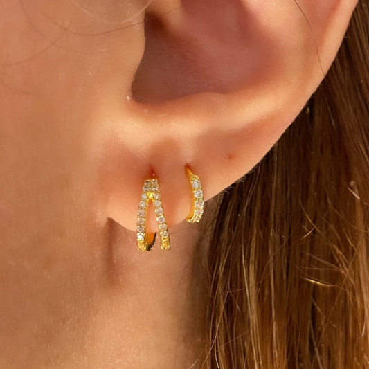 925 Silver Set of Two (Double Coil, 7mm Hoop) Earring