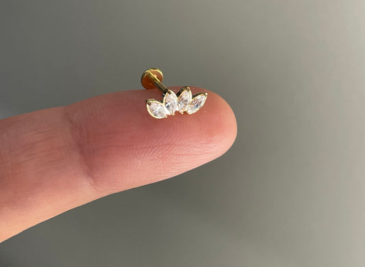 Titanuim Labret (8mm,6mm) flat back tiara