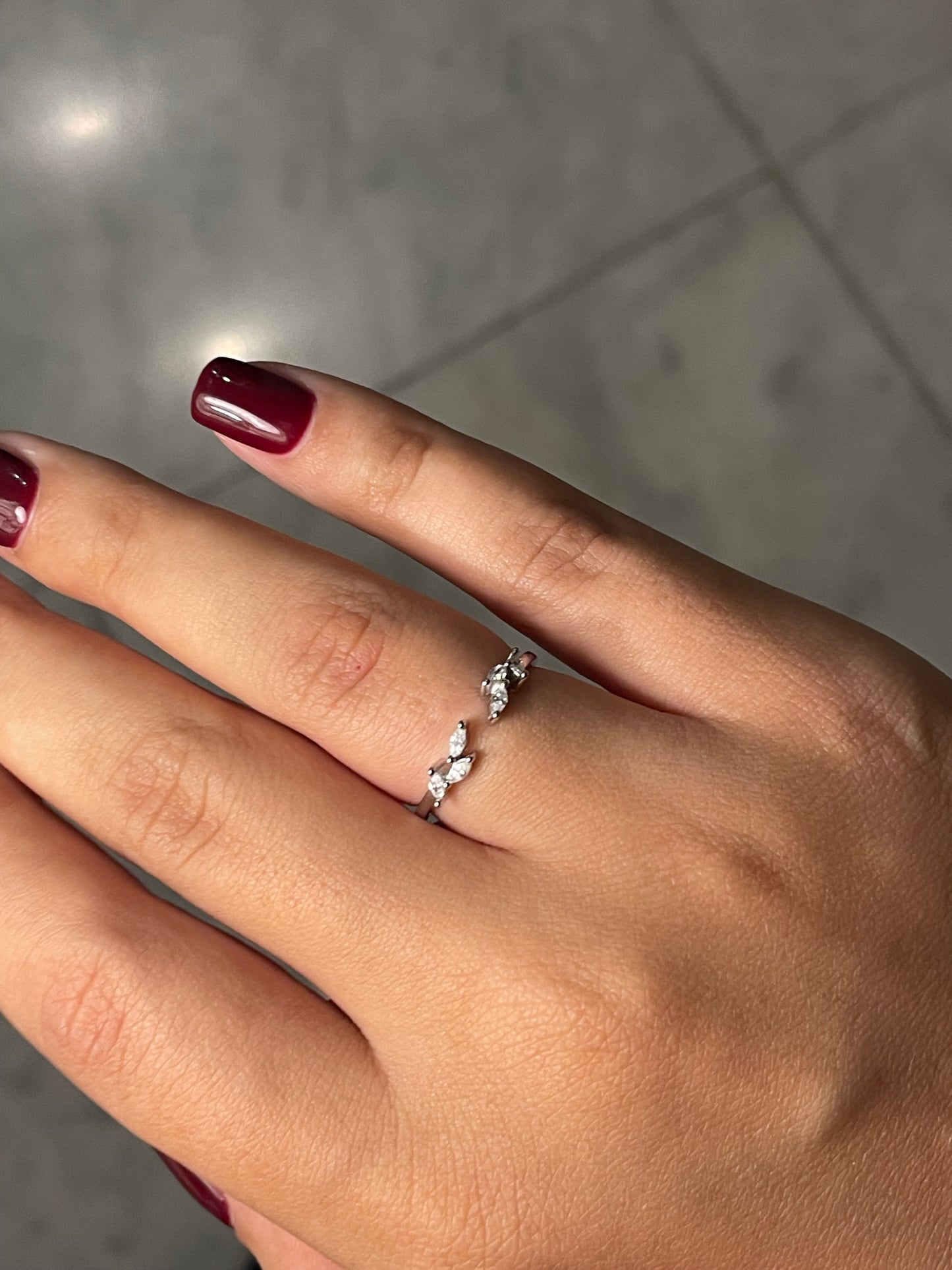 925 Sterling Silver Shine Geometric White Crystal Rings  Adjustable