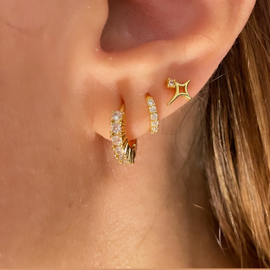 925 Silver Set of 3 (flower/basic/Star) earrings