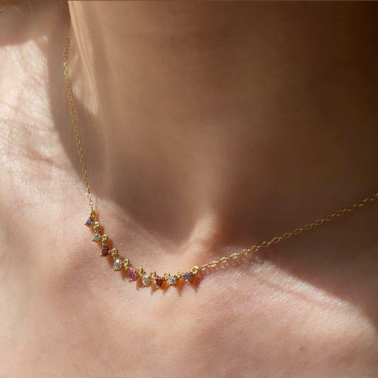 925 Sterling Silver Necklace Colored Cubic Zirconia