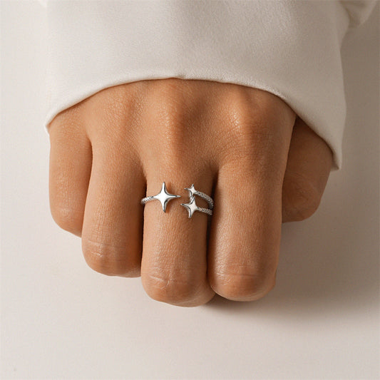 925 Sterling Silver Simple shooting star Ring Adjustable