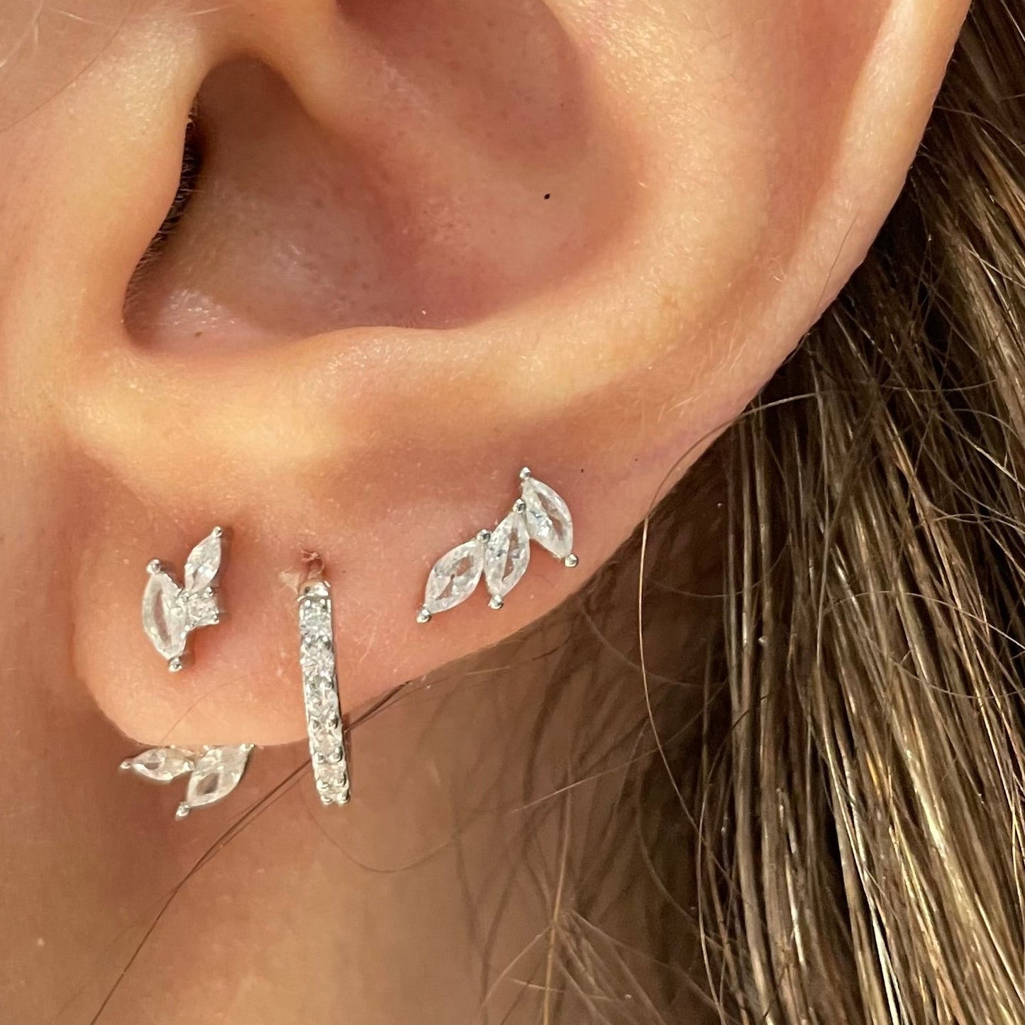 Elegant 925 Sterling Silver Floral Set 3pcs
