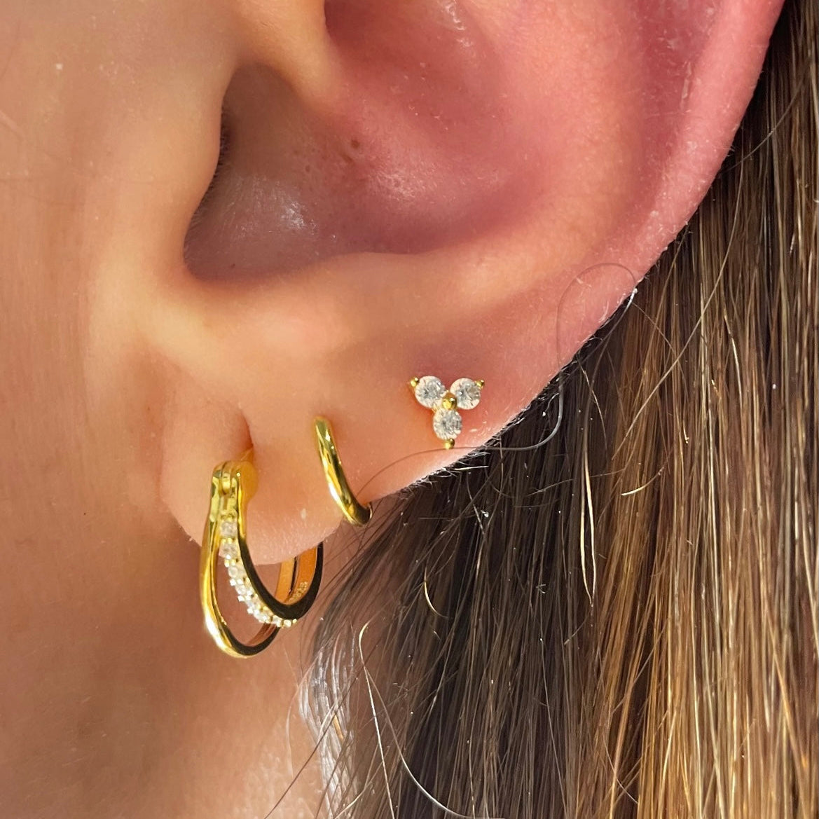 Set of 3pcs Geometric Rhinestone Earrings