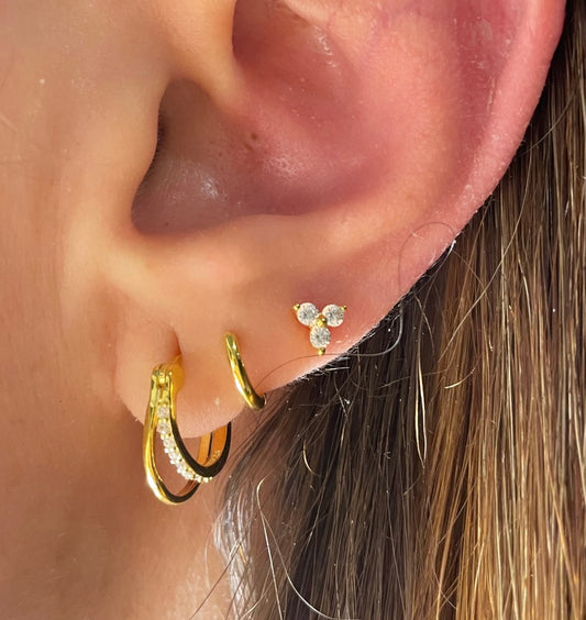 Set of 3pcs Geometric Rhinestone Earrings