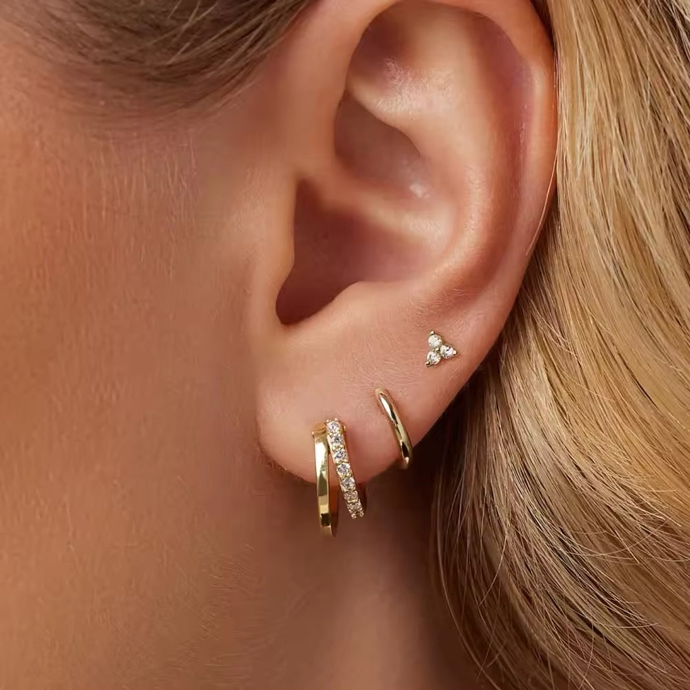 Set of 3pcs Geometric Rhinestone Earrings
