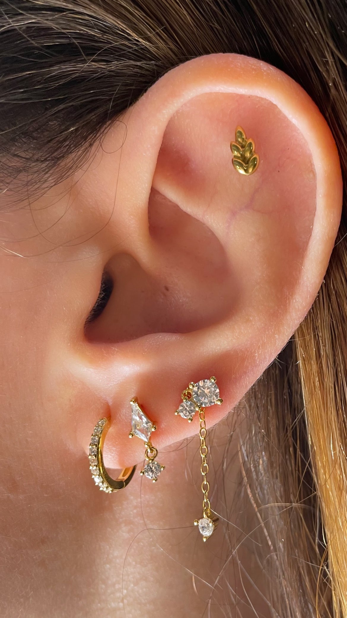 925 Sterling Silver 3Piece Earring Set Diamond/tassel