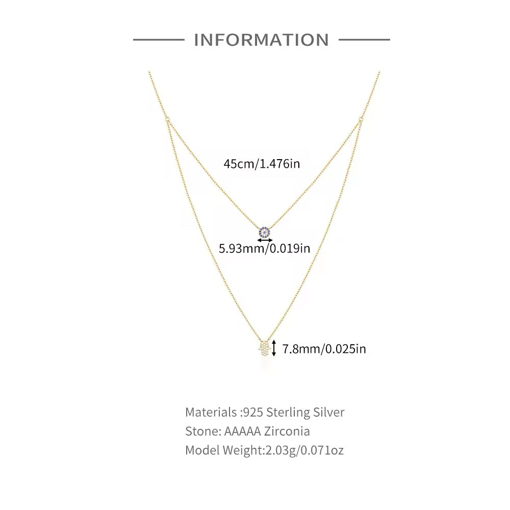 925 Sterling Silver Double Layer demon eye Pendant Necklaces