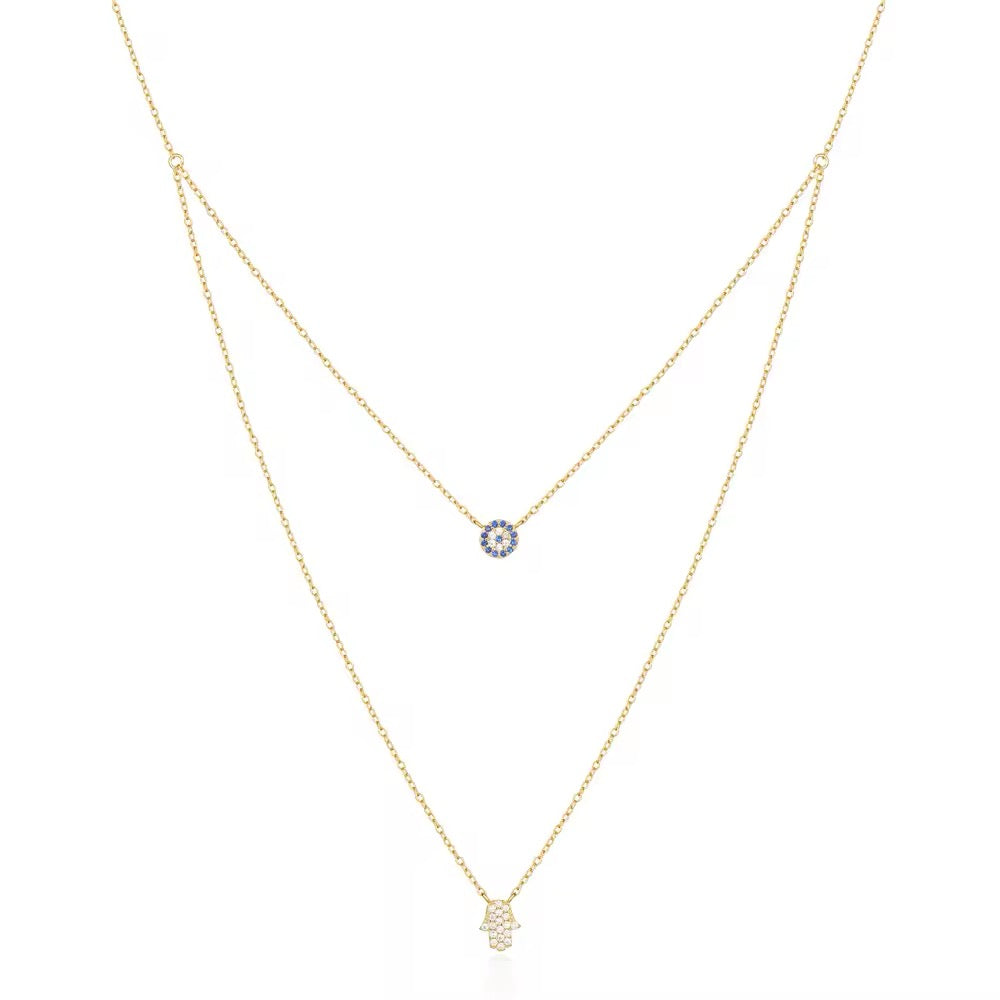 925 Sterling Silver Double Layer demon eye Pendant Necklaces