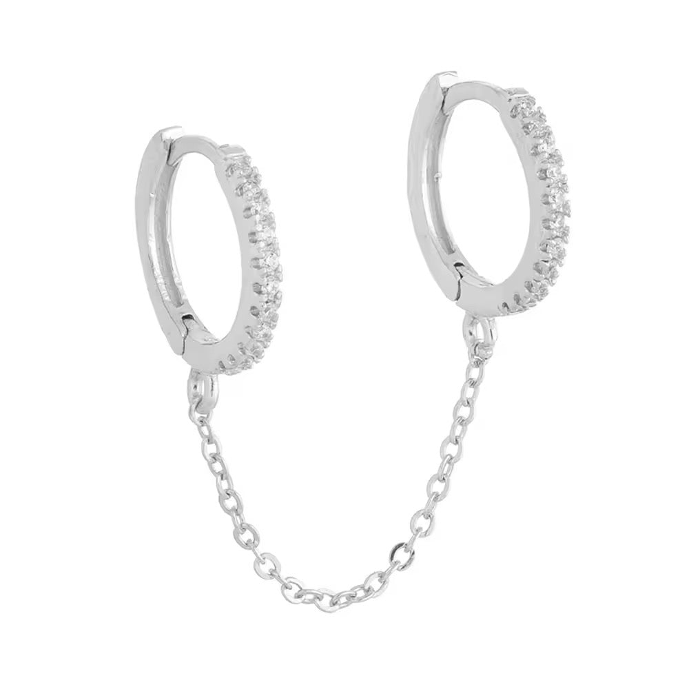 Link Chain Dangle Earrings 925 Sterling Silver ( one chain )