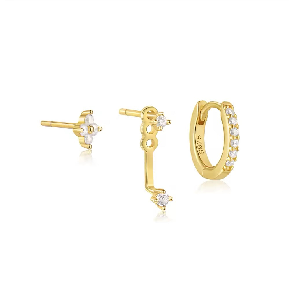 925 Silver Sterling Set of 3 PCS Earrings
