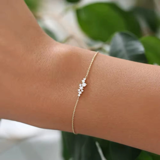 925 Silver Sterling 18K Gold Plated Bracelet Multi Zircon