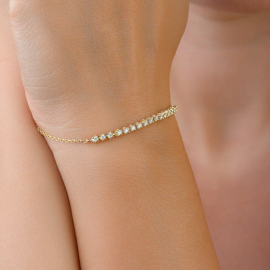 925 Sterling Silver Zircon Charm Bracelet