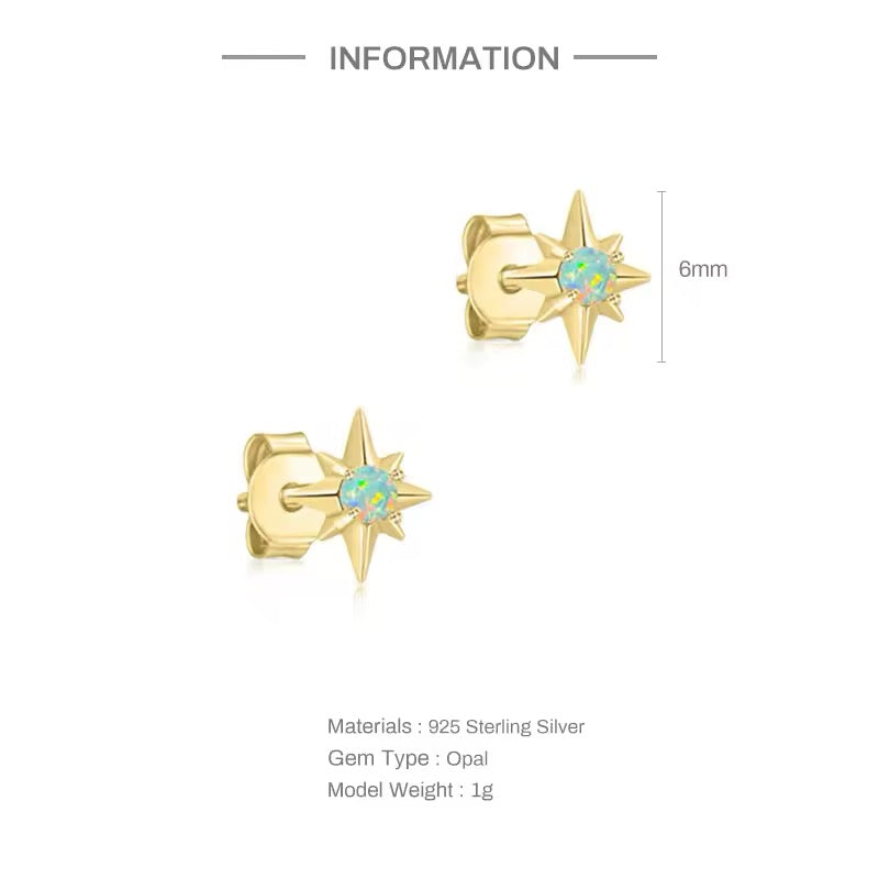 925 Sterling silver Opal Stud (one piece )