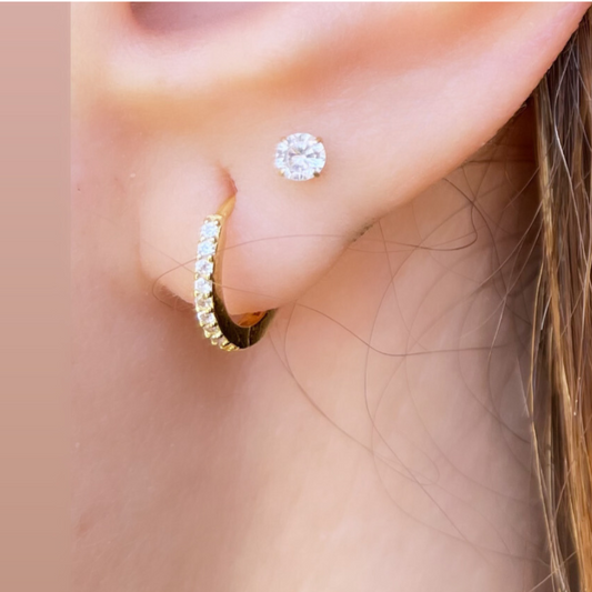 Set Of 2pcs (Hoop,Stud) 925 Sterling silver earring