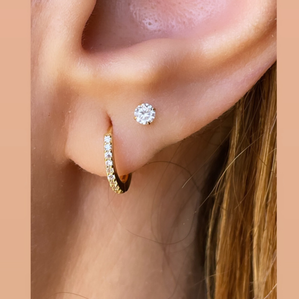 Set Of 2pcs (Hoop,Stud) 925 Sterling silver earring