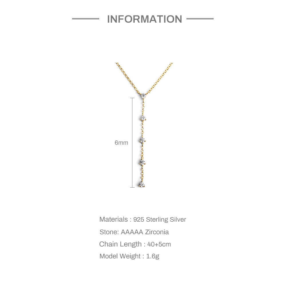 925 Sterling Silver Minimalist Y-shaped  Necklace 18K Gold Plated