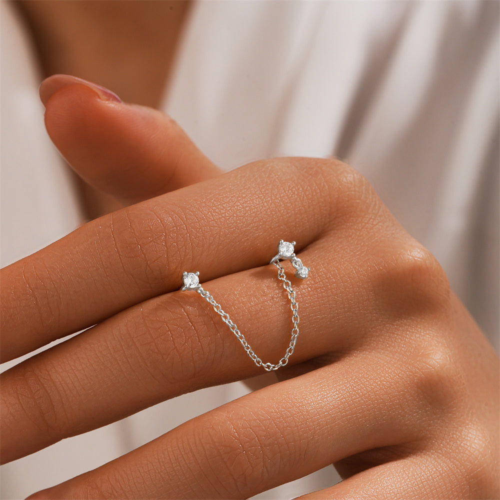 925 Sterling Silver V Shaped Chain Tassel Stud Earrings ( one chain )