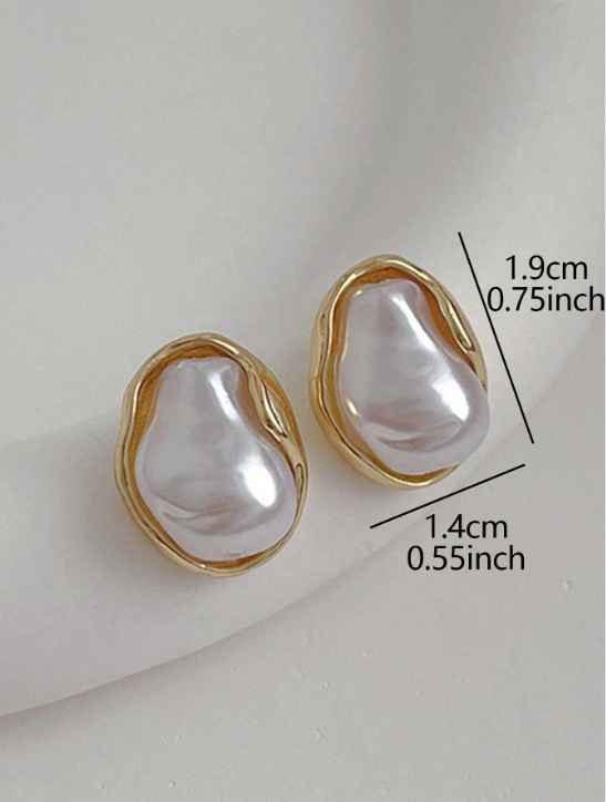 1 Pair Asymmetrical Faux Pearl Elegant & Unique Everyday Fashion  Earrings