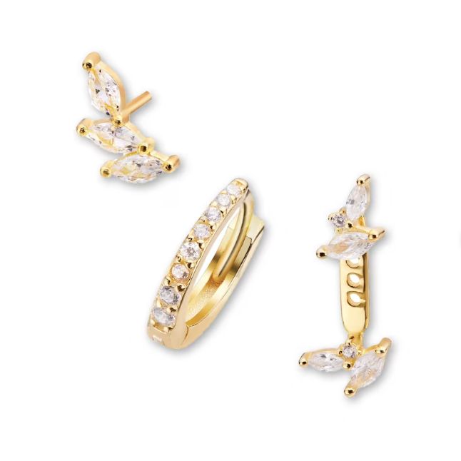 925 Sterling Silver Floral Set of 3pcs
