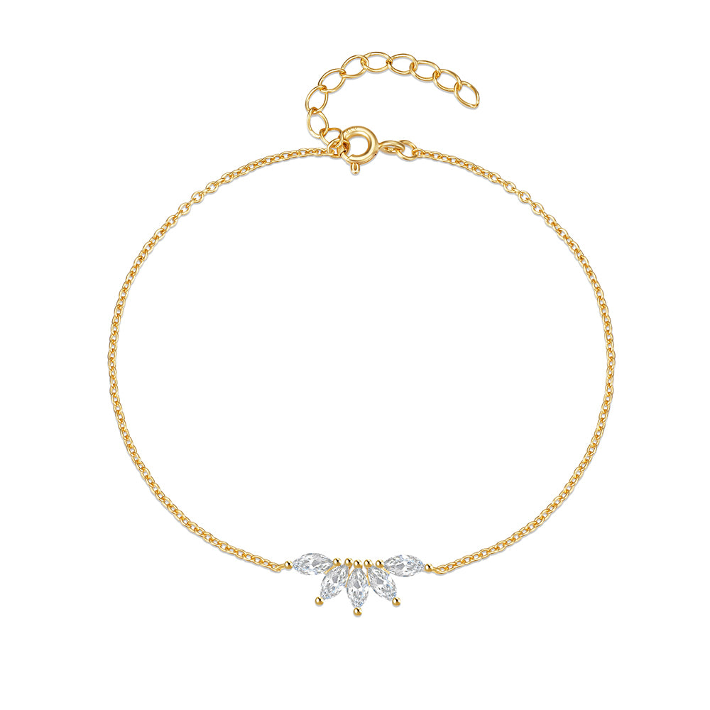 925 Sterling Silver Geometric Flower Bracelet (20cm)