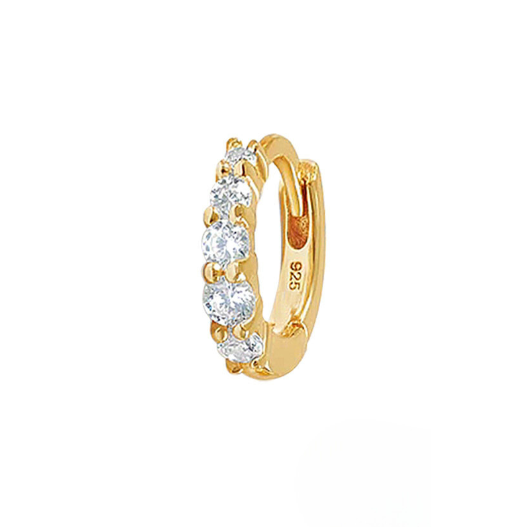 925 Sterling Silver CZ Zircon Huggie Earrings ( one piece )