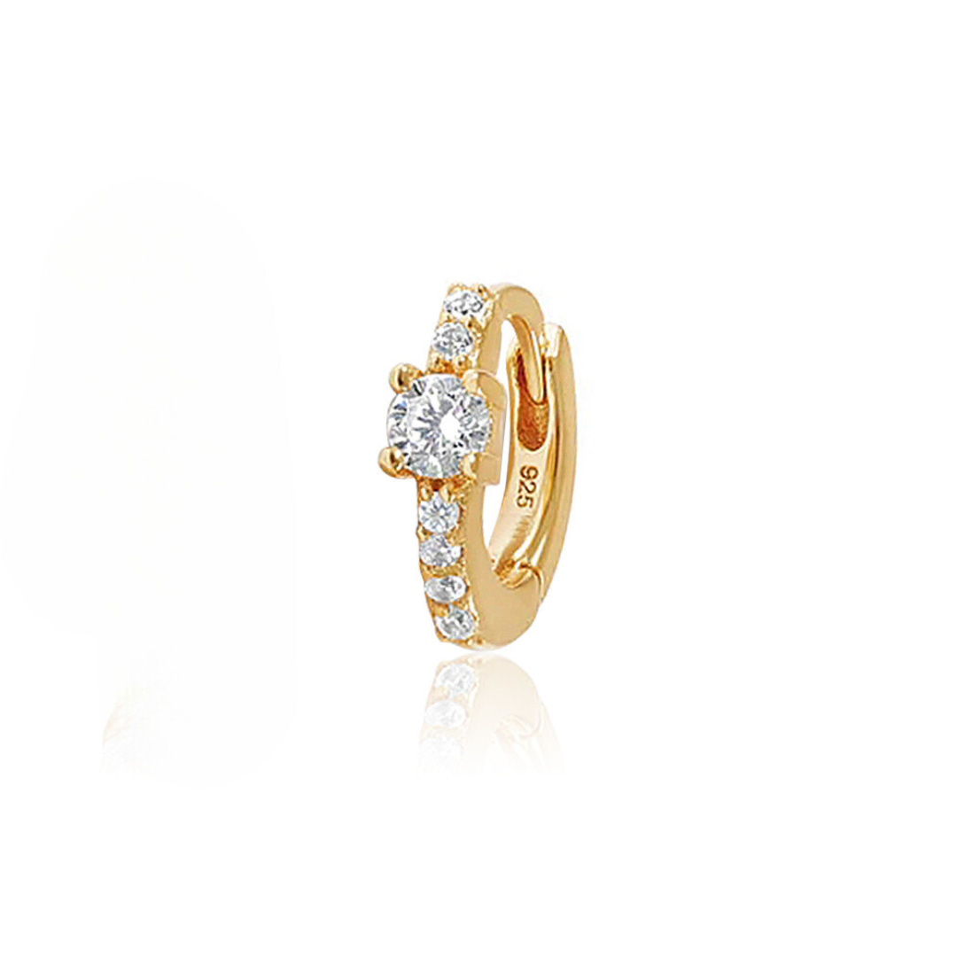 925 Sterling Silver CZ Zircon Huggie Earrings ( one piece )