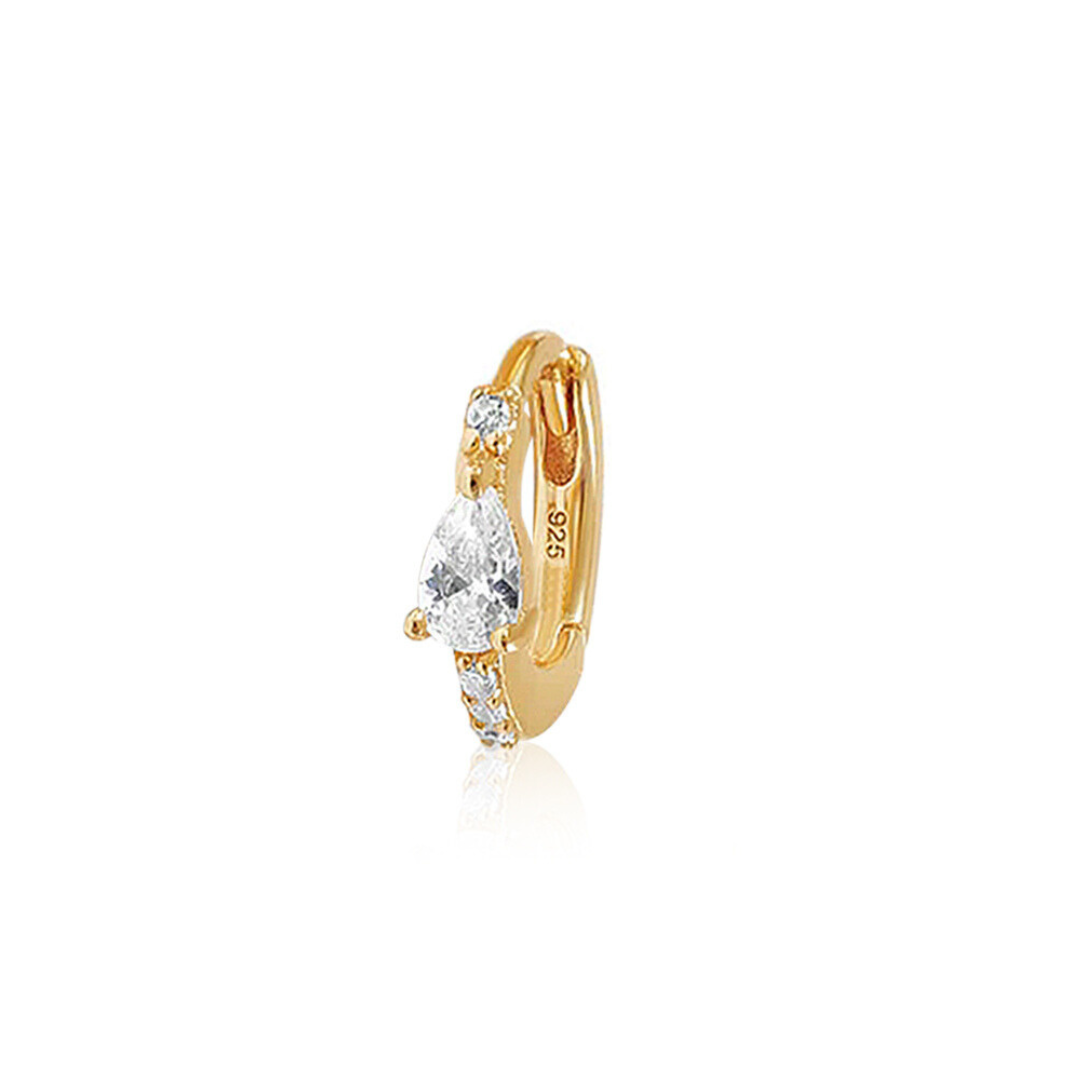 925 Sterling Silver CZ Zircon Huggie Earrings ( one piece )
