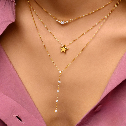 925 Sterling Silver Minimalist Y-shaped  Necklace 18K Gold Plated