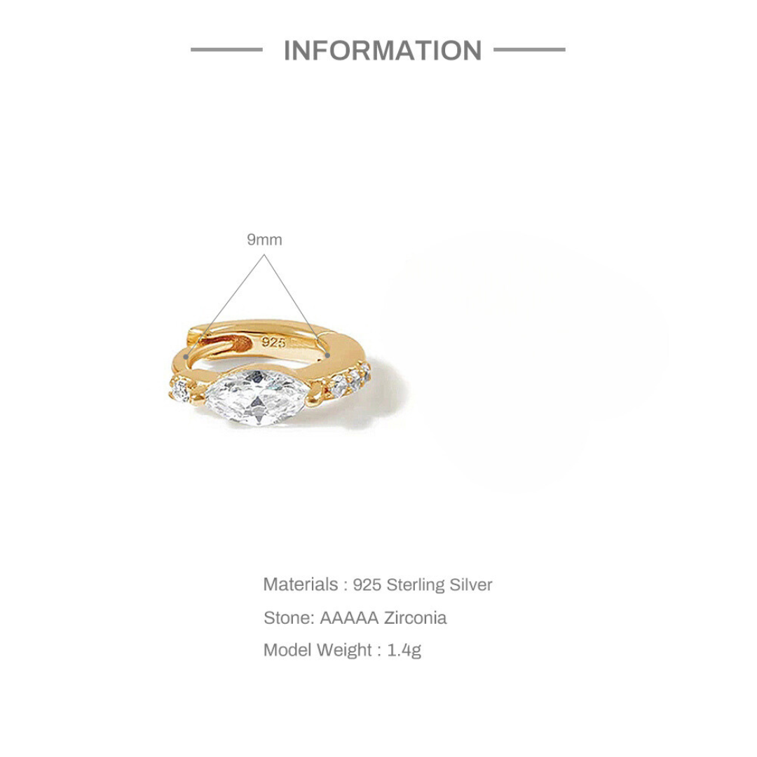 925 Sterling Silver CZ Zircon Huggie Earrings ( one piece )