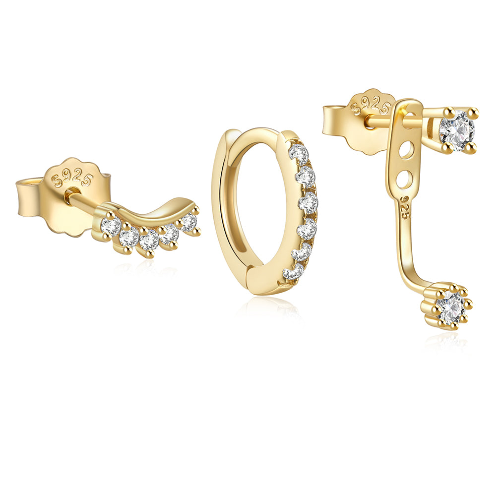 925 Sterling Silver 3PCS DIY Hoop Earring With Piercing Stud