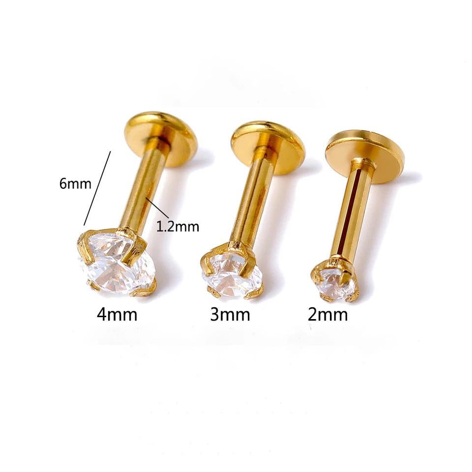 Set of three flat back earrings 8,6mm (Rounded Zircones)