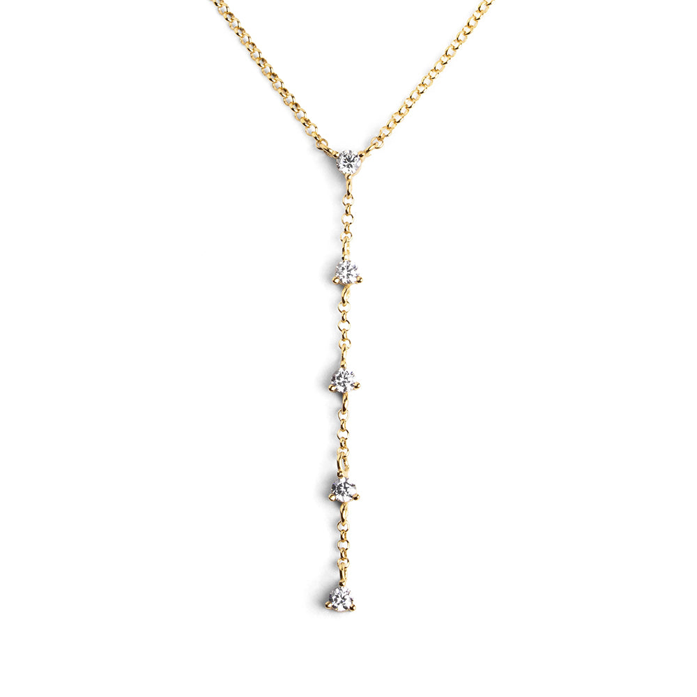 925 Sterling Silver Minimalist Y-shaped  Necklace 18K Gold Plated