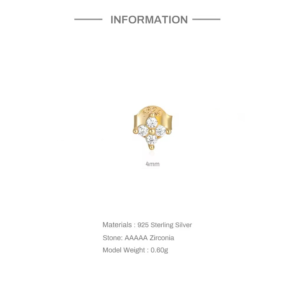 925 Silver Sterling  Flower Cubic Zircon ( one piece )