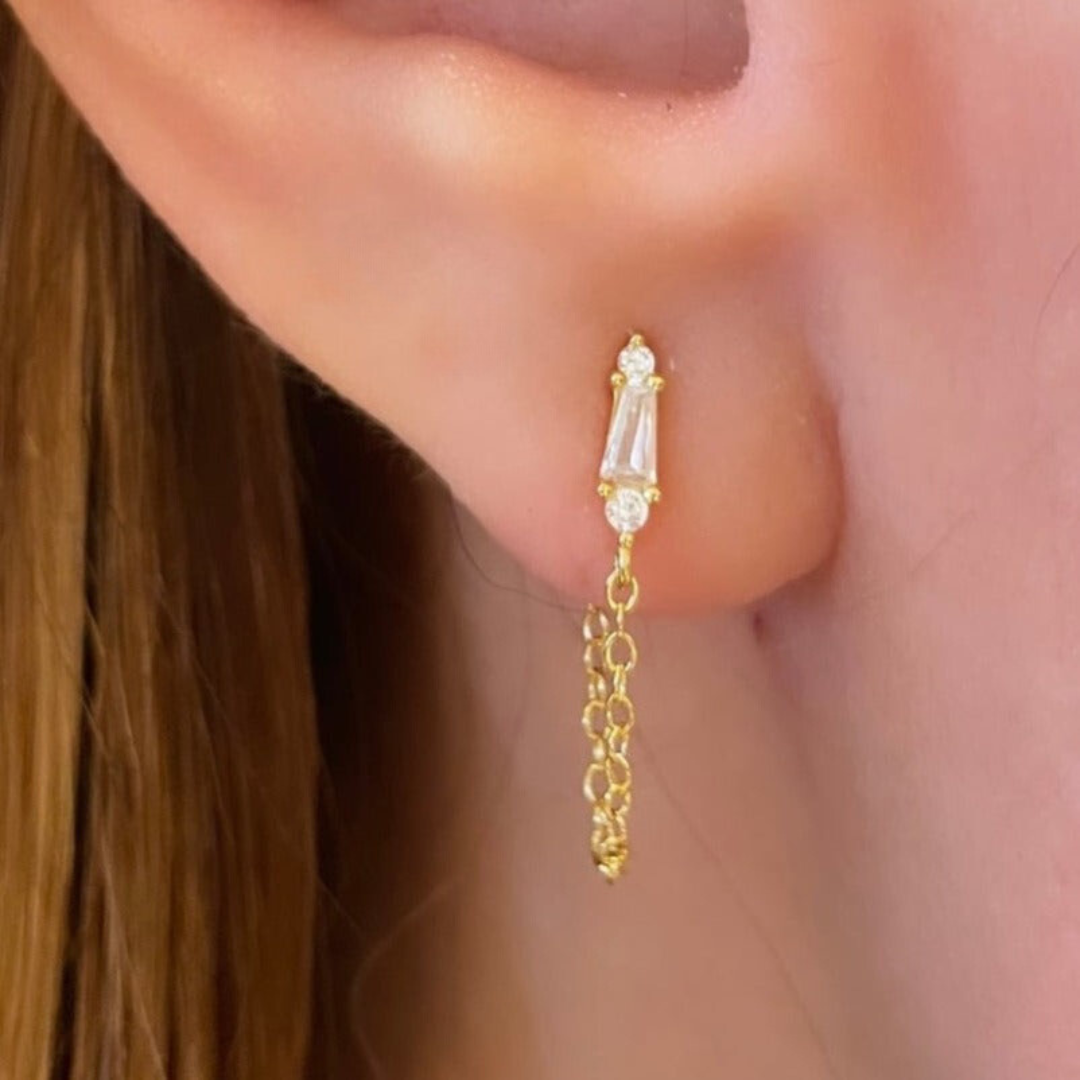 925 Sterling Silver Cubic Zircons Dangle ( one piece )